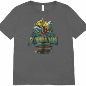 J Wears "Florida Man" Surf Skeleton Graphic T-Shirt (Graphite Grey)