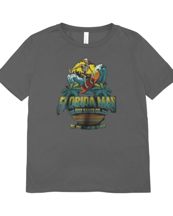 J Wears "Florida Man" Surf Skeleton Graphic T-Shirt (Graphite Grey)