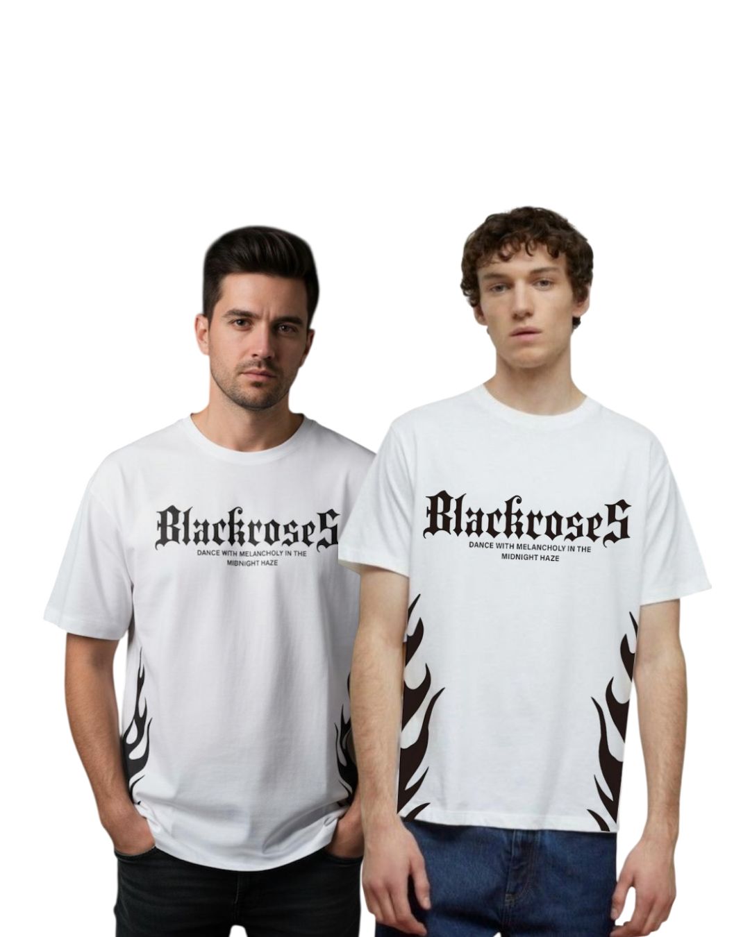 WHITE - BLACKROSE FLAME TEE