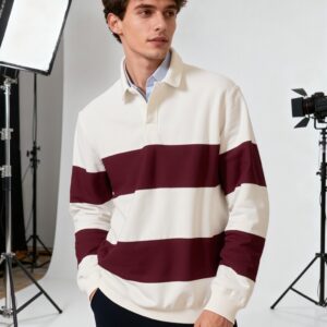 MAROON/WHITE - FULL SLEEVES RUGBY SWEATSHIRT